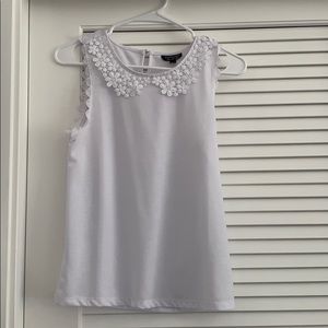 ☆ White Topshop Flower Collar Blouse